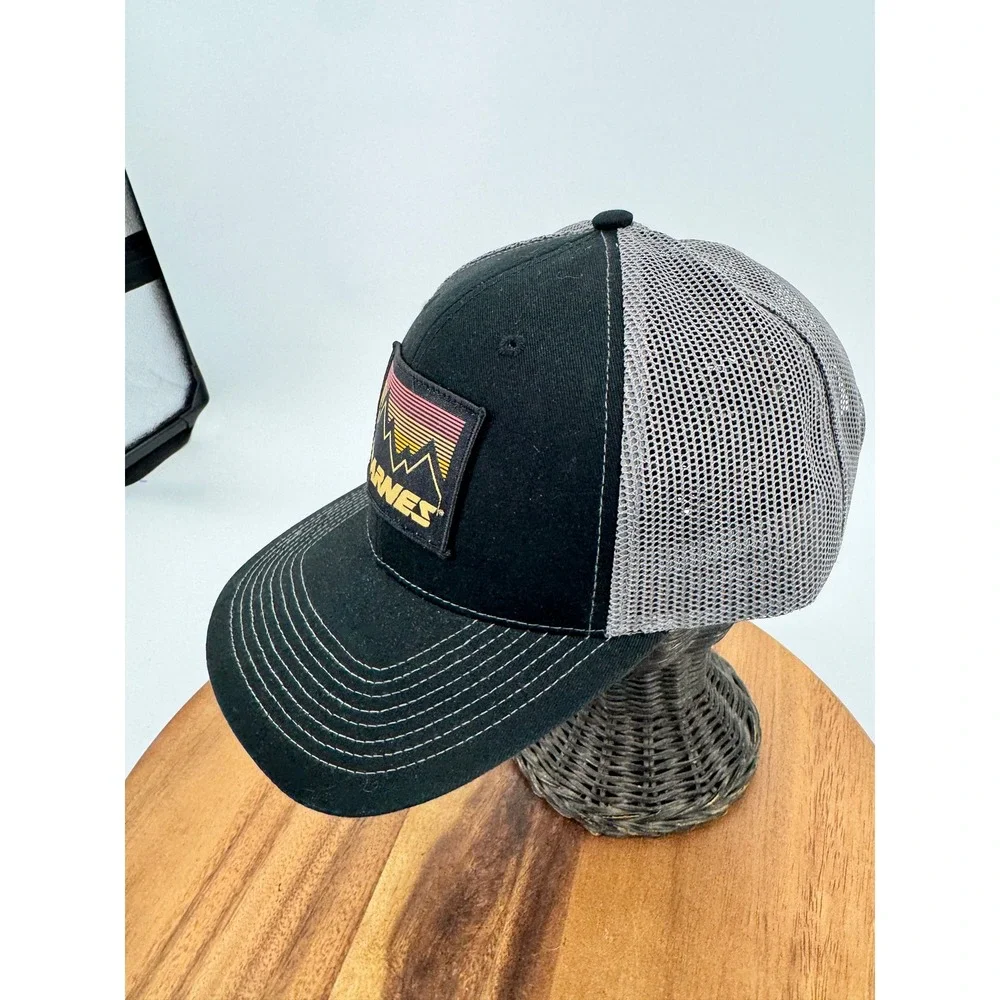BARNES Trucker‎ Hat Mens Black Mesh Trucker Cap Mountain Graphic Outdoor